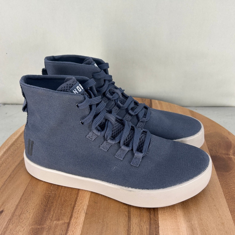 NOBULL Canvas Mid Trainer Navy Blue Mens 9.5 Womens 11 High Top Shoe Gym Workout